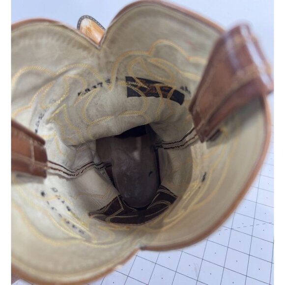 Vintage Tony Lama Cowboy Boots Men's Sz. 8.5 D Brown Leather Western Style - Picture 11 of 16